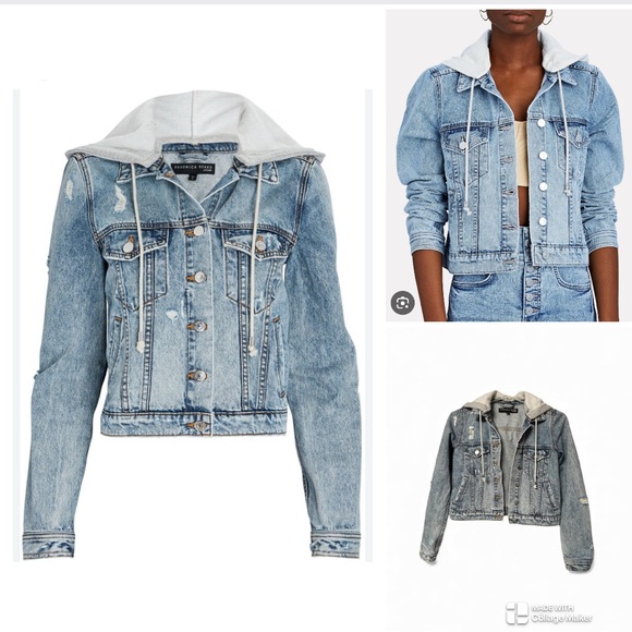 Veronica Beard Jackets & Blazers - Veronica Beard distressed hooded jean jacket